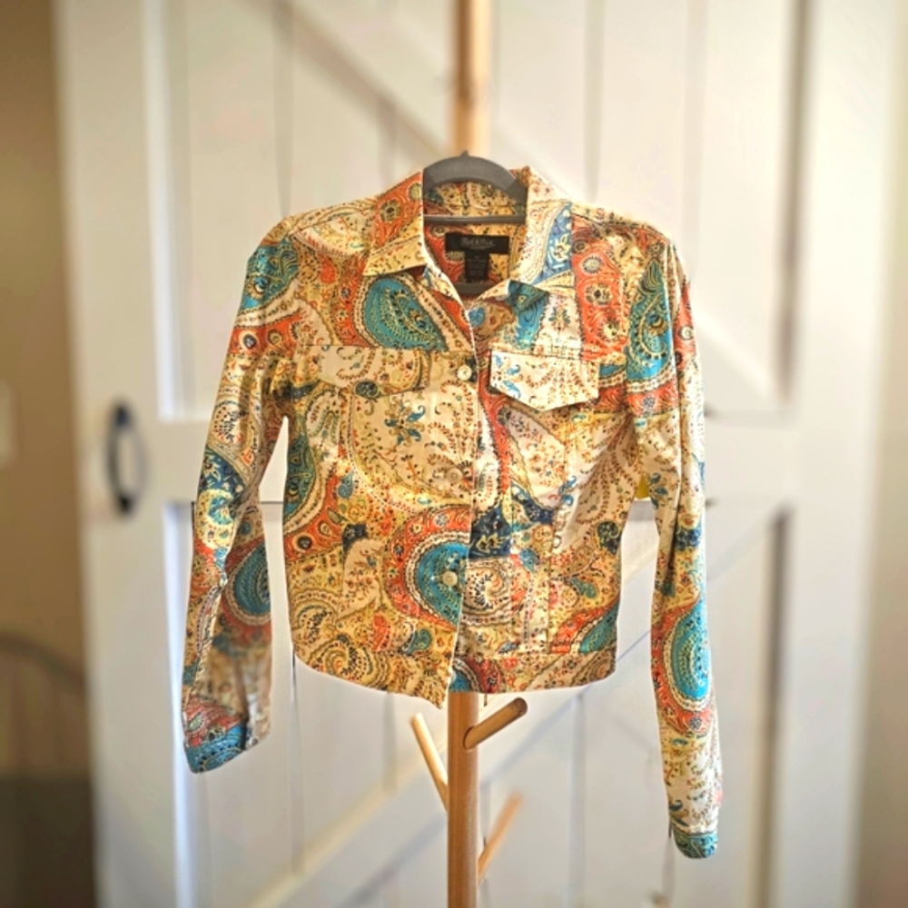 Peck & Peck Colorful Jean Jacket with Paisley Print